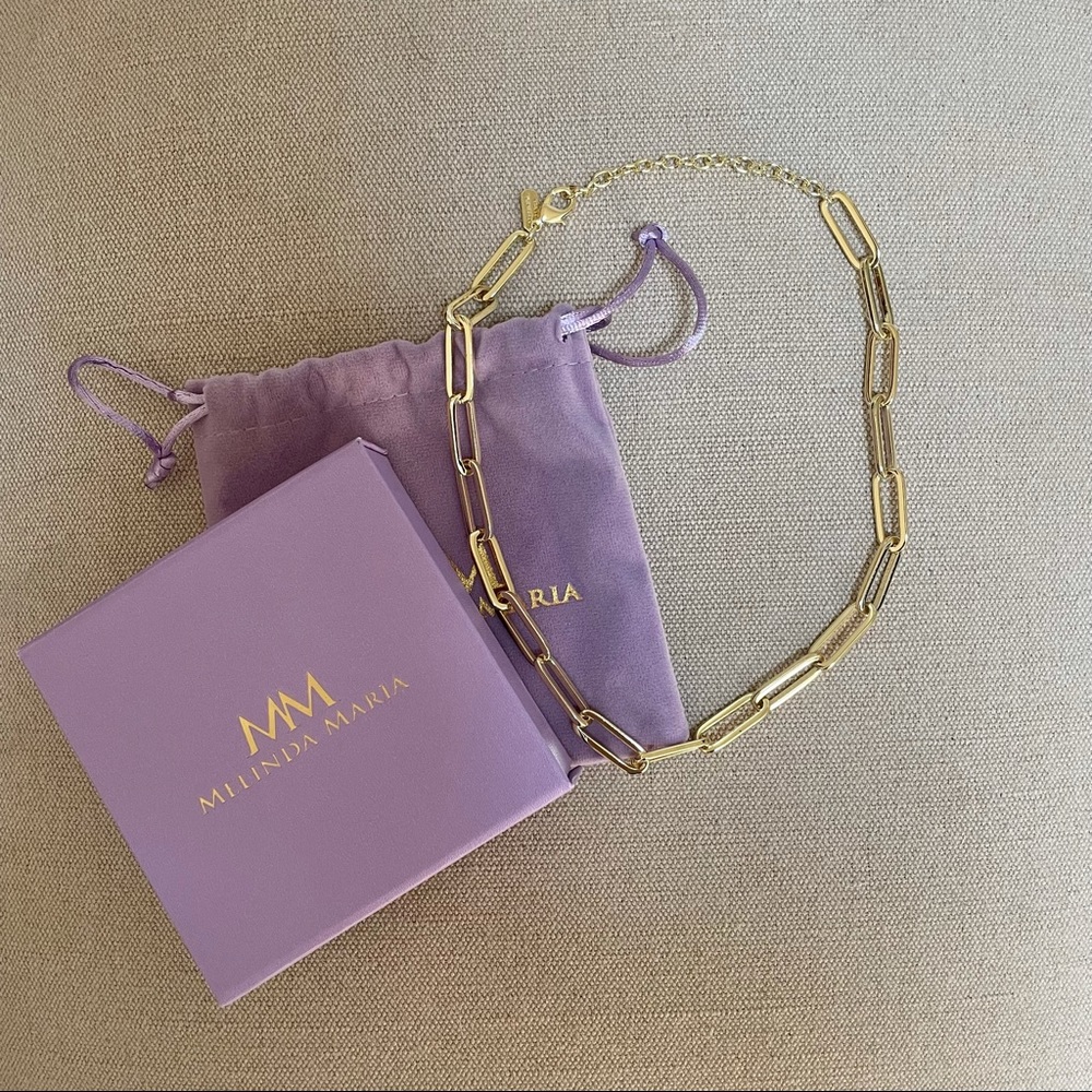 NIB Melinda Maria Carrie Chain Necklace Gold